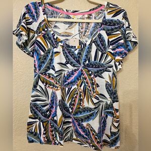 Boden Tropical Leaf Print Women's Cotton Top